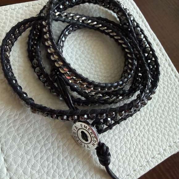 Victoria Emerson Black and Silver Beaded Wrap Bracelet - Picture 5 of 10